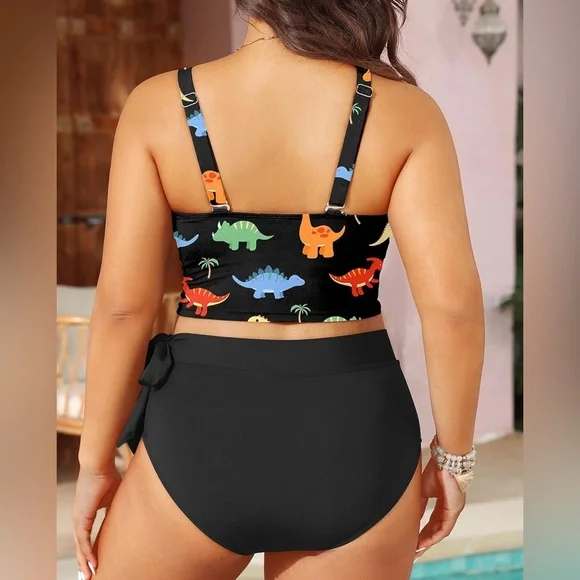 Tempt Me Two Piece Swimsuits - Women High Waisted Bikini Scoop Neck Bathing Suit - Picture 4 of 7